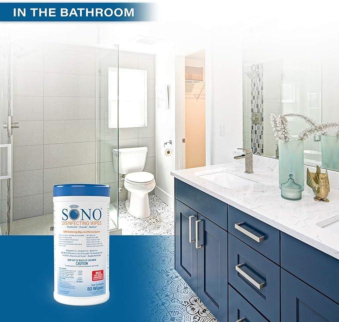 SONO Disinfecting Wipes - Alcohol-Free, No Bleach, Medical-Grade I Multi-Surface Cleaning for Home, School, Office, Hospital, Gym I Gentle on Electronic Devices I Everyday Use I 80 CT - NeatNest
