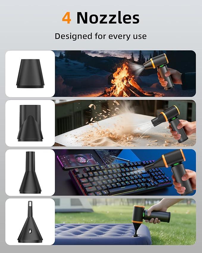 [Upgraded] Compressed Air Duster, 180000RPM High-Velocity Electric Air Duster with Stepless Speed Control, Rechargeable Portable Cordless Air Blower for Home, Car, Computer, and Keyboard Cleaning - NeatNest