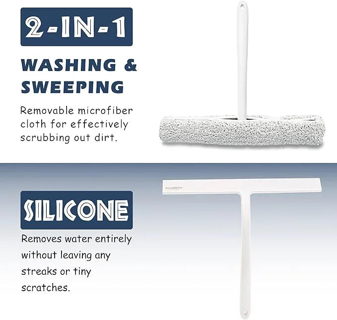 12 Inch Silicone Shower Squeegee for Glass Doors with Hook – Streak-Free Window Cleaner for Bathroom, Mirror, Tile & Car, No Scratch Squeegee with Metal Core - NeatNest