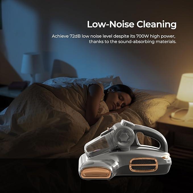 JIGOO T600 Bed Vacuum Cleaner with UV-C Light, 15Kpa Suction 700W Powerful Double Cup Handheld Vacuums, Mattress Vacuum Cleaner with Smart Dust Sensor, Ultrasonic & Heating Tech, HEPA Filter - Corded - NeatNest