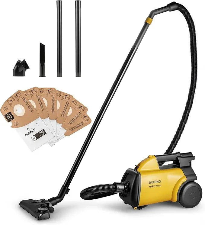 Eureka 3670M Canister Cleaner, Lightweight Powerful Vacuum for Carpets and Hard floors, w/ 5bags,Yellow - NeatNest