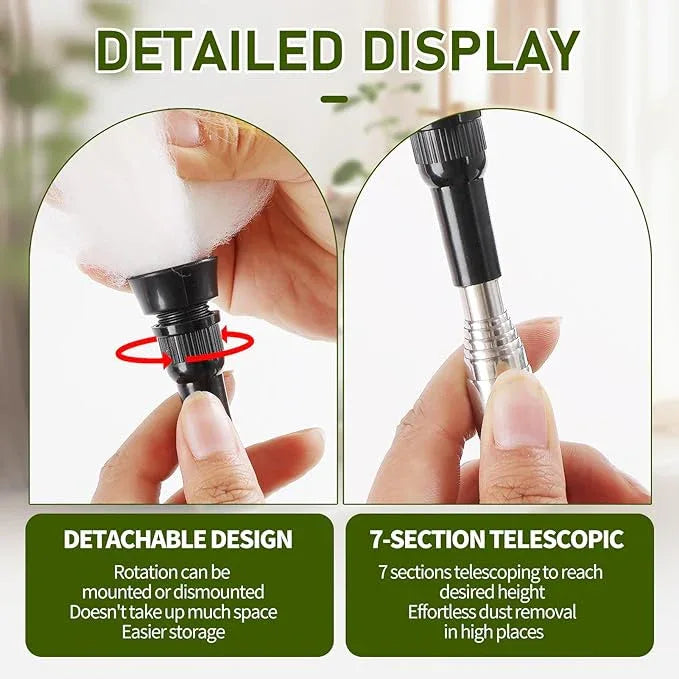 Extendable Lambswool Duster 25-64" Retractable Telescopic Handle Removable Head Multi-Surface Cleaning Tool for Ceiling Fans, Windows, High Walls, and Hard-to-Reach Areas (2pcs) - NeatNest