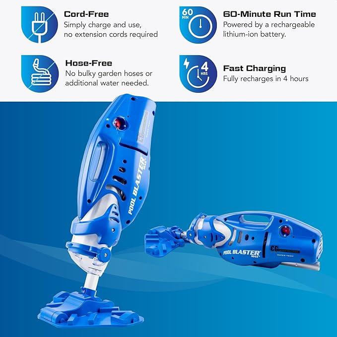 POOL BLASTER Max CG Cordless Pool Vacuum Deep Cleans Pools in Minutes, Spot-Cleans in Seconds, Strong Suction, 1 Hr Runtime, Handheld Rechargeable Swimming Pool Cleaner, Inground & Above Ground Pools - NeatNest