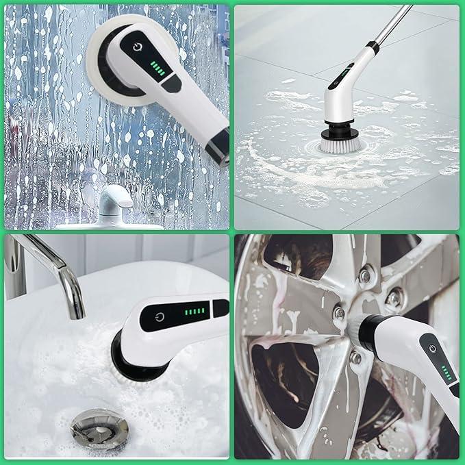 Electric Spin Scrubber Cordless Bath Tub Power Scrubber Bathroom Cordless Cleaning Brush with 7 Replaceable Drill Brush Heads Shower Cleaning Scrubbers with Adjustable Handle for Bathroom Kitchen - NeatNest