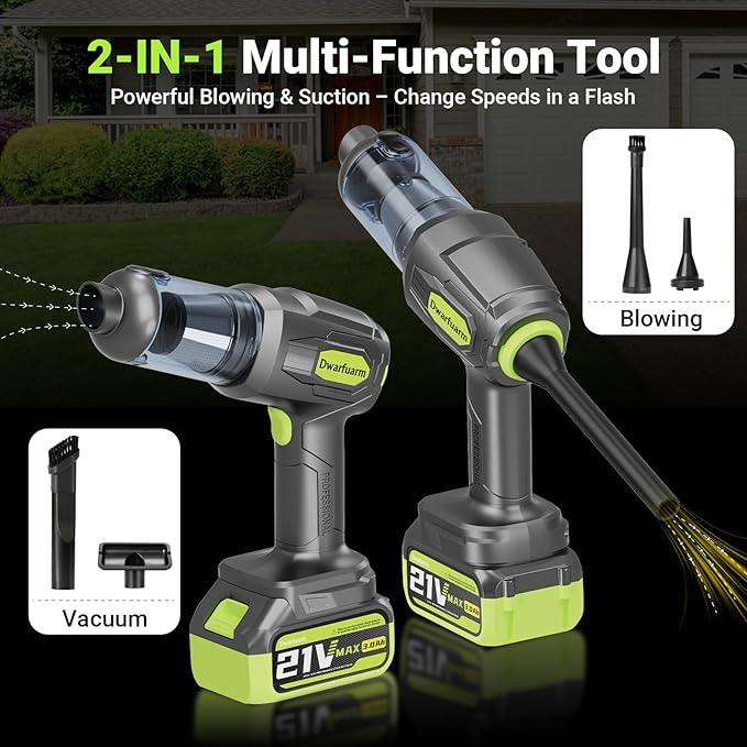 Cordless Car Vacuum Cleaner, 36000PA High Power Suction, 120W Portable Handheld Vacuum with 2×3.0Ah Batteries, Multi-Nozzle Air Duster for Car, Home, Office, Pet Hair - NeatNest