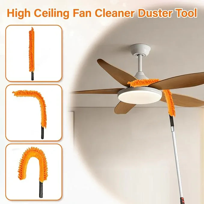 30FT High Reach Duster Cleaning Kit with 24FT Pole | 4-in-1 Tool Set with Universal Swivel Joint | High Ceiling Fan Cleaner, Microfiber Duster, & Window Squeegee for Safe High-Reach Cleaning - NeatNest