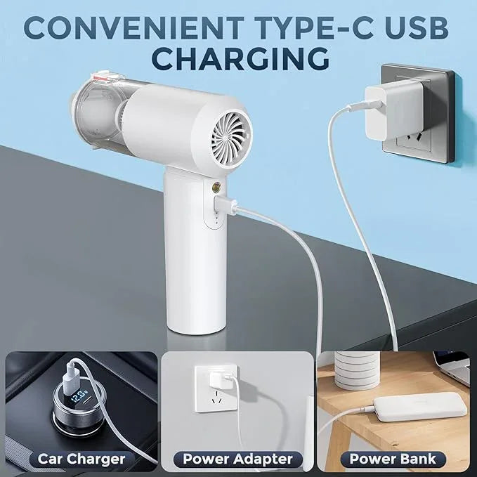 Car Vacuum Cordless: 12000Pa 2 in 1 Handheld Vacuum & Blower - Hand Vacuum Portable Cordless with Led Light, Multi-Nozzles for Car, Home, Office, Pet, Hair White - NeatNest