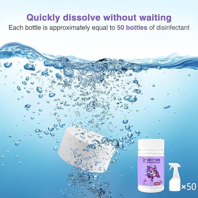 Raki Venus Kennel and cat bed Stain Removers Pet Stain Deodorizing eliminating residual pet urine odors on carpets, floors, and wall corners 100Tablets - NeatNest