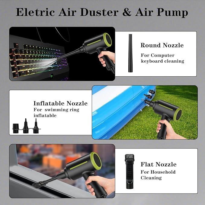 ATEngeus Electric Air Duster - 2 Speed, 40000RPM Air Blower & Pump, Reusable for Computer Keyboard, Dust, Hairs - NeatNest