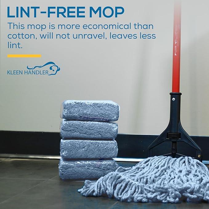 KLEEN HANDLER HEAVY DUTY Commercial Mop Head Replacement, Wet Industrial Blue Cotton Looped End String Cleaning Mop Head Refill (Case of 24) - NeatNest