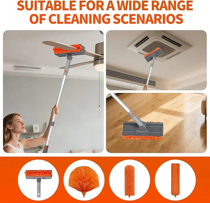 Ceiling Fan Cleaner Duster with 72‘’ Extendable Long Handle Cleaning Duster Kit, Reusable Chenille & Microfiber Mop Head for High Ceiling Fan Blade Wall Blinds Cobweb - NeatNest