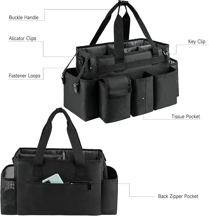 Cleaning Caddy,Cleaning Bag for Housekeepers,Cleaning Supplies Organizer with Handle,Black - NeatNest