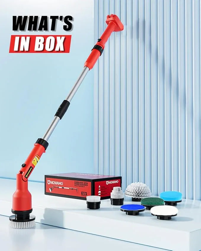 Electric Spin Scrubber Compatible for Milwaukee 18V Battery(Battery NOT Included), 1000 RPM Battery Powered Scrubber with Adjustable Extension Arm & 8 Brushes & Gloves for Tub/Tile/Floor - NeatNest