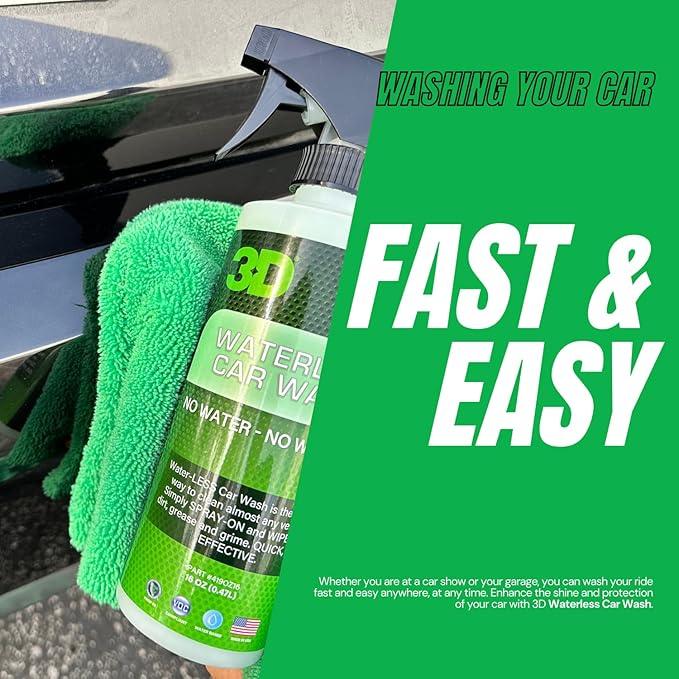 3D Waterless Car Wash - Easy Spray Waterless Detailing Spray - No Soap or Water Needed - Great on Cars, RVs, Motorcycles & Boats 16oz. - NeatNest