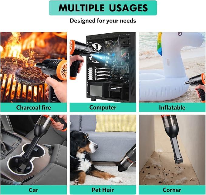 WHATOOK 2-in-1 Computer Vacuum Cleaner：Compressed Air Duster Blower，100000 RPM & 10 Kpa Cordless Car Hoover, Portable Handheld Keyboard Cleaner Kit for PC Computer Desk Dust Cleaning - NeatNest