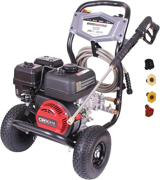 Simpson 3400 PSI Gas Pressure Washer, 2.5 GPM Residential Power Washer, Cold Water, 25' Hose, Clean Machine, 49-State Compliant (CM61083) - NeatNest