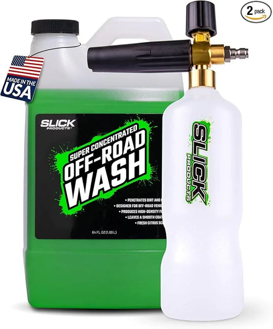 Slick Products Off-Road Wash (64 oz.) + Pressure Washer Foam Cannon Bundle – Super Concentrated ATV, UTV, Dirt Bike, Jeep & Truck Wash Foam Shampoo for Heavy Mud and Dirt - NeatNest