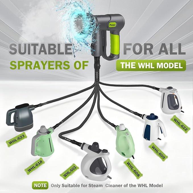 10-in-1 Powerful Electric Spin Scrubber for Steam Cleaner, Shower Scrubber with 2X Higher Cleaning Efficiency, Grill Brush for Home Cleaning with Steam Function(Steam Cleaner Not Included) - NeatNest