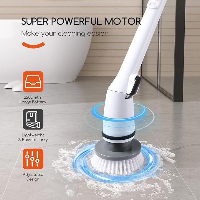 Cordless Electric Spin Scrubber,380RPM High Speed Rotation,Fast Charging-Long Lasting,Power Scrubber with 3 Replaceable Scrubbing Brush Heads for Cleaning Bathroom Bathtubs, Tile Gaps, Mirrors - NeatNest