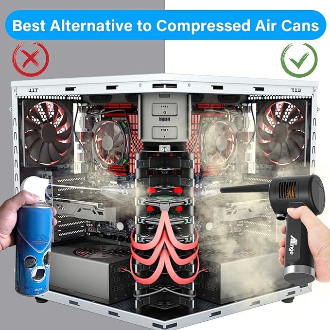 Electric Air Duster, Cordless Air Duster, Rechargeable Compressed Air Duster, 33000 RPM Air Blower, Two Smart Start Modes, Good Replacement for Compressed Air Can, Reusable Dust Destroyer… - NeatNest