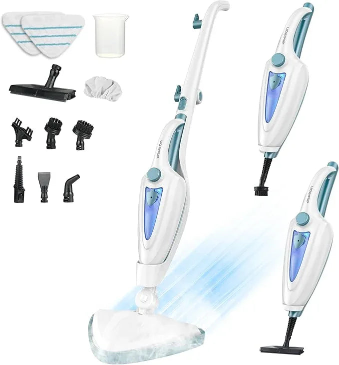 12-in-1 Steam Mop, Fast 15-Sec Heat-Up, 1500W Detachable Handheld Steam Cleaner with 2 Dirt Grip Pads, Removes 99.99% Stubborn Stains for Hardwood Floors, Windows, Tiles, Furniture, Turquoise - NeatNest