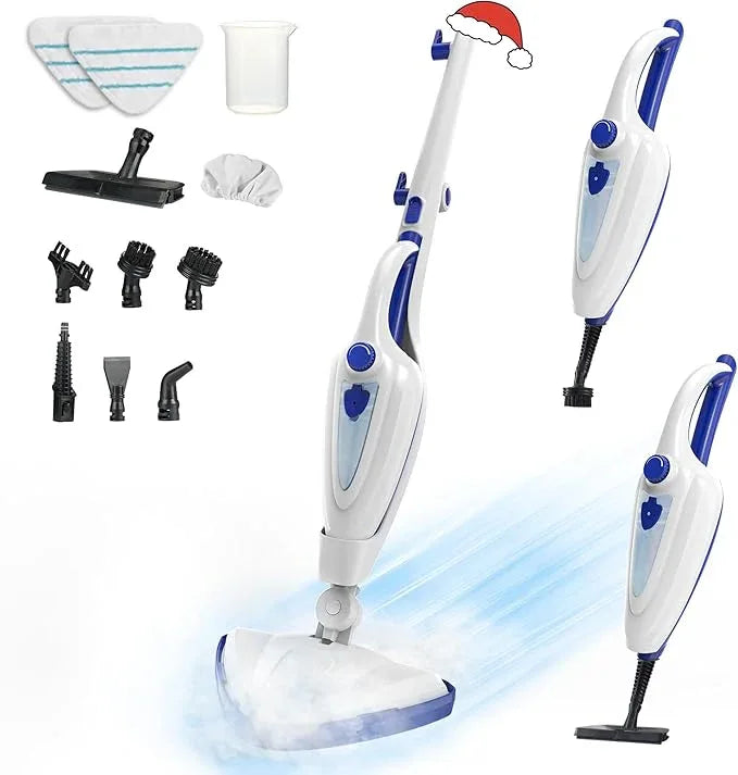 12-in-1 Steam Mop, Fast 15-Sec Heat-Up, 1500W Detachable Handheld Steam Cleaner with 2 Dirt Grip Pads, Removes 99.99% Stubborn Stains for Hardwood Floors, Clothes, Windows, Tiles, Furniture, White - NeatNest