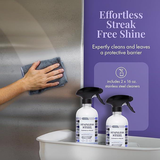 Therapy Stainless Steel Cleaner and Polish 100% USDA Biobased, Fingerprint and Residue Remover, Lavender Essential Oil Scent, Sink Cleaner, Grill Spray - NeatNest