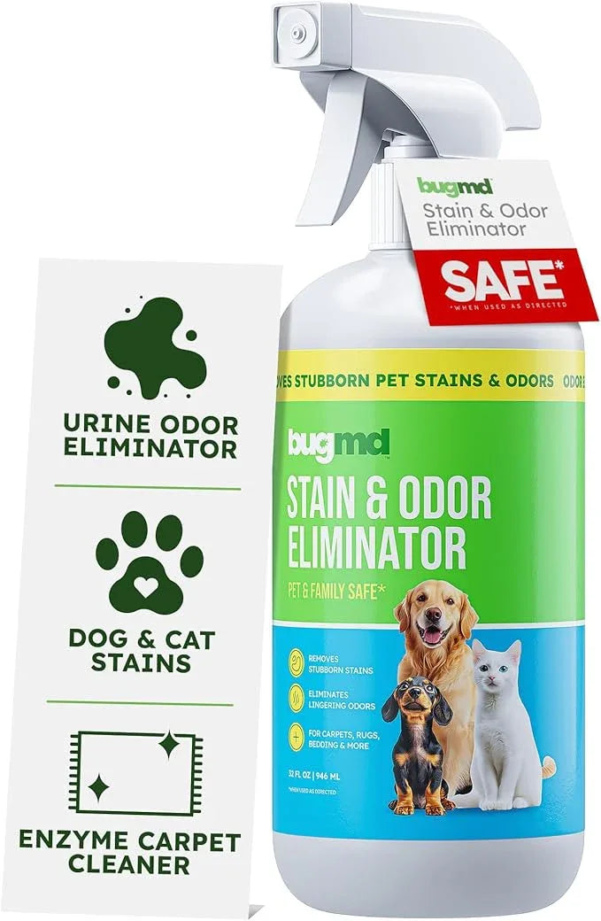 BugMD Enzyme Cleaner for Dog & Cat Urine | Pet Stain and Odor Remover for Carpet & Home | Unscented Urine Destroyer & Deodorizer - NeatNest