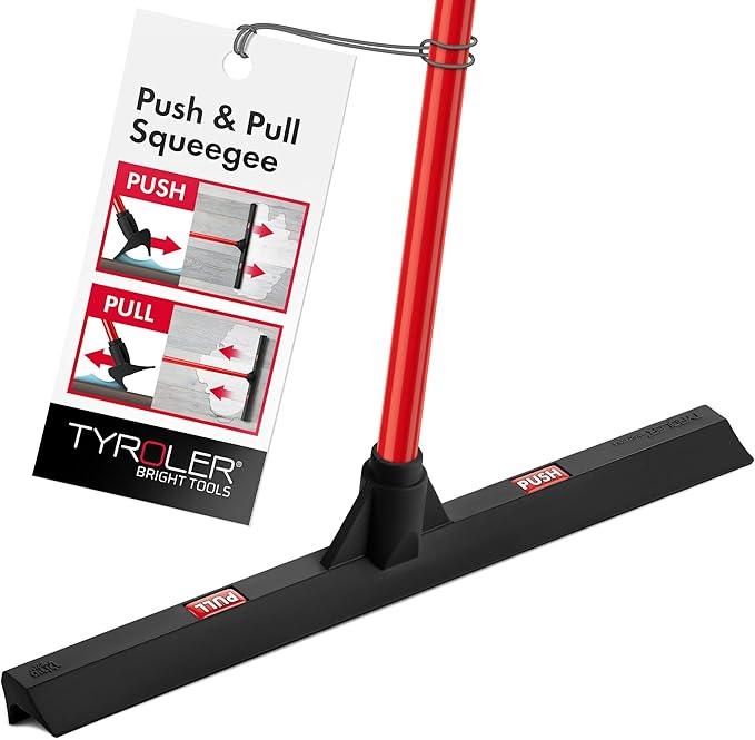 Tyroler Rubber Floor Squeegee Heavy Duty 17", Deck Squeegee Outdoor for Floors with 55" 4 Part Handle, Perfect Outdoor Squeegees for Patio, Tiles, Marble, Garage, Shower, Window - NeatNest