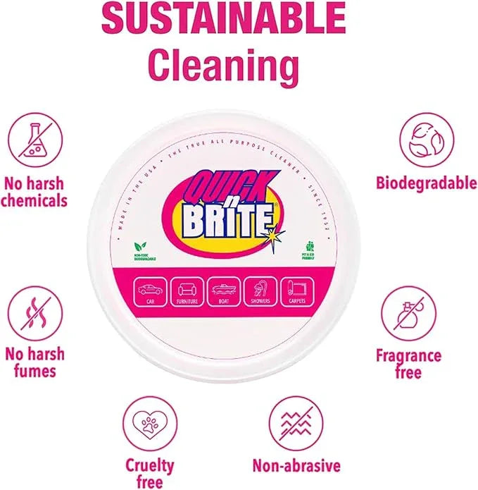 Quick 'n Brite Eco-Friendly Cleaning Supplies Kit - All Purpose Cleaner with Cleaning Paste & Concentrate - Non-Toxic, Powerful Cleaner Includes Sponge - Versatile Solution for Home & Office - NeatNest