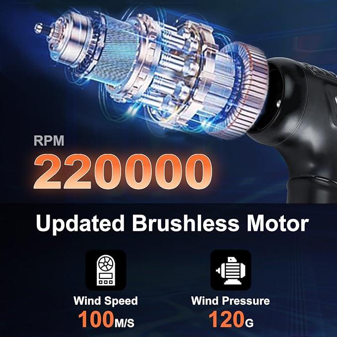 Compressed Air Duster, 220,000RPM Strong Compressed Air, Brushless Canned Air Duster for Computer with LED, 3 Speed Speed Mini Blower Air Blower for Car, Computer, Keyboard - NeatNest