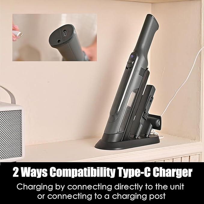 Handheld Vacuum Cordless, Super Lightweight 1.4lb with Powerful Suction, Charging Dock, Single Touch Empty and Detachable Dust Cup, Portable Mini Car Vac for Home Pet Car (Steel Gray) - NeatNest