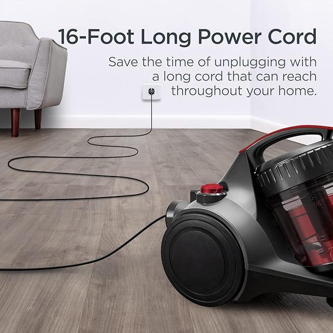 Eureka Bagless Canister Vacuum Cleaner, Lightweight Vac for Carpets and Hard Floors, Red, Whirlwind NEN110D - NeatNest