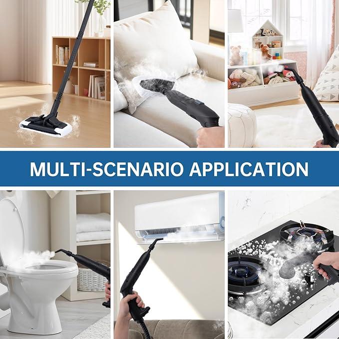 Steam Cleaner, Powerful Heavy Duty Canister Steamer with 34 Accessories, Steam Mop with 16.4 Ft Extra-Long Power Cord for Home Floor Cleaning, Grout, Upholstery, Car Detailing, Grey - NeatNest