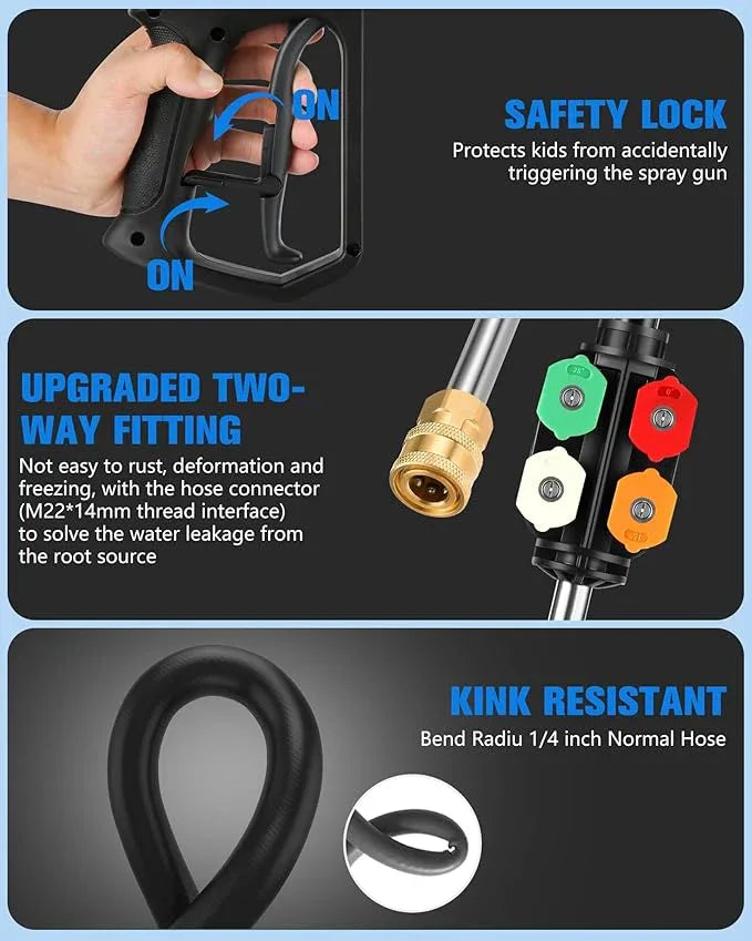 Electric Pressure Washer, 2.8 GPM High Power Washer Adjustable Pressure 2500PSI-5000PSI with 33FT Extension Hose, 4 Nozzles and Soap Bottle for Cars/Fences/Driveways - NeatNest