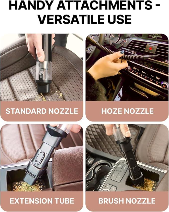 Owleys Portable Handheld Car Vacuum Cleaner with HEPA & Stainless Steel Filter, 6000–16000PA Suction, 85000 RPM Motor, 40-Min Battery Life, Cordless Mini Vacuum for Car, Home, and Office - NeatNest