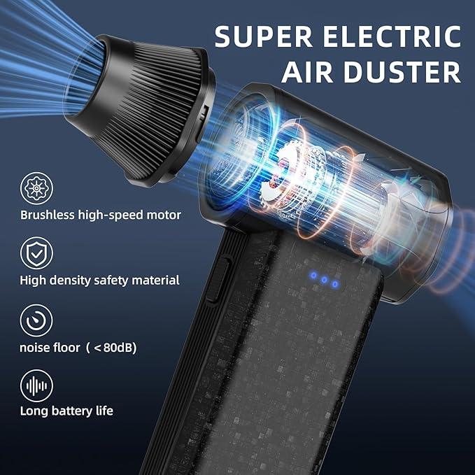 Cordless Compressed Air Duster, 150000RPM Super Power Electric Air Duster, 3-Gear Adjustable Mini Air Blower for Computer, Keyboard, Outdoor, House and Car Cleaning - NeatNest