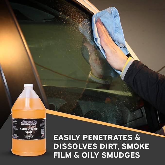 LANE'S Concentrated Auto Glass Cleaner | Tint-Safe Car Windshield, Window Cleaner | Removes Automotive Smoke Film, Fingerprints, & Smudges | Streak-Free, Safe for All Glasses | 128oz - NeatNest