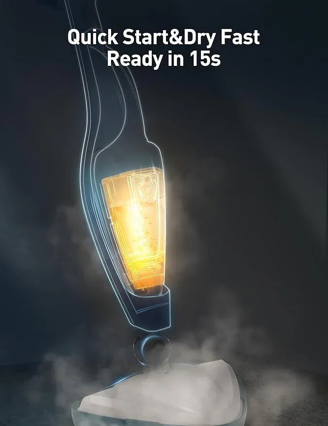 12-in-1 Steam Mop, Fast 15-Sec Heat-Up, 1500W Detachable Handheld Steam Cleaner with 2 Dirt Grip Pads, Removes 99.99% Stubborn Stains for Hardwood Floors, Windows, Tiles, Furniture, Turquoise - NeatNest