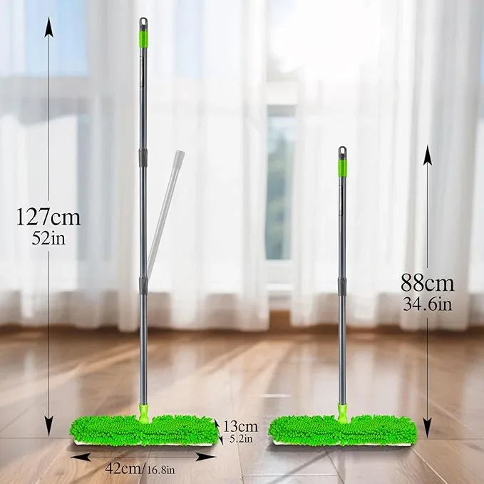 MASTERTOP Microfiber Mops for Floor Cleaning, Double-Sided Dust Mop with 4 Reusable & Washable Mop Pads, Wet Dry Flat Mop with Extension Stainless Steel Handle for Hardwood, Vinyl, Laminate - NeatNest