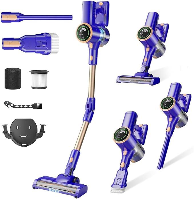 Cordless Vacuum Cleaner, 180° Bendable Wand Stick Vacuum Cleaners with LED Touch Screen, 8-in-1 Lightweight Rechargeable Vacuum with 1.5L Dust Cup for Home Hard Floor Low-Pile Carpet - NeatNest