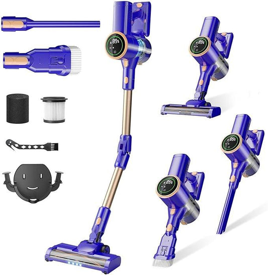 Cordless Vacuum Cleaner, 180° Bendable Wand Stick Vacuum Cleaners with LED Touch Screen, 8-in-1 Lightweight Rechargeable Vacuum with 1.5L Dust Cup for Home Hard Floor Low-Pile Carpet - NeatNest