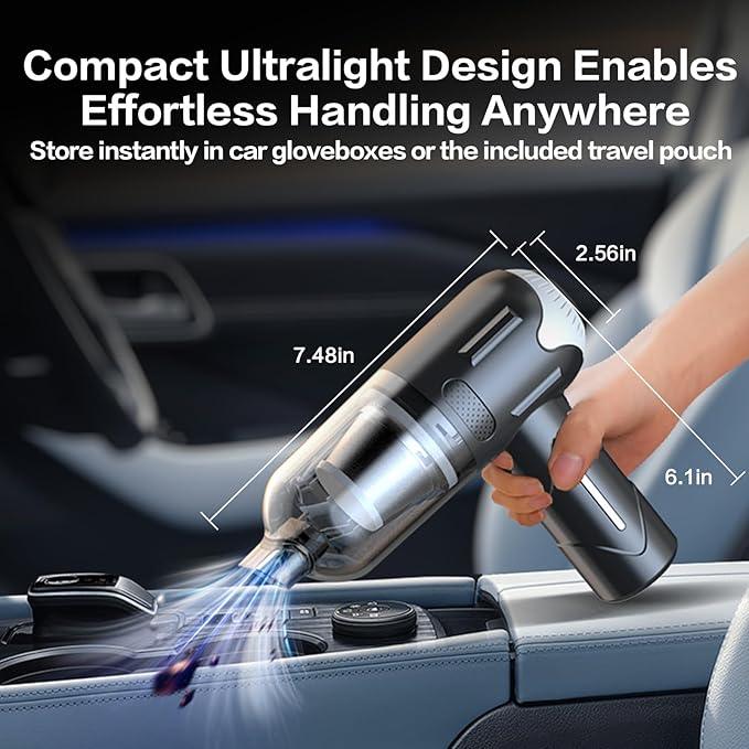Cordless Handheld Vacuum Cleaner, Rechargeable Car Vacuum with Brushless Motor, Wireless Mini Portable Hand Vacuum for Pets and Home, Powerful Suction and Compressed Air Duster, Car Accessory - NeatNest