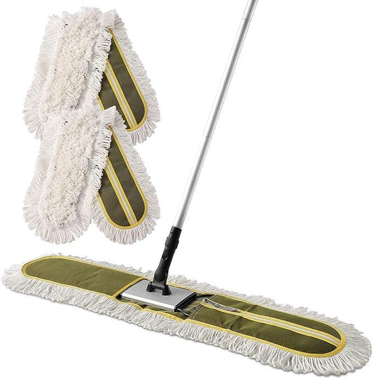 36" Commercial Dust Mops for Floor Cleaning Heavy Duty Floor Duster Mop with Long Handle Hotel Gym Household Cleaning Supplies for Hardwood, Tiles, Marble Floors,Green - NeatNest