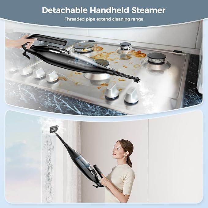 Steam Mop, 12-in-1 Powerful Handheld Steam Cleaner Detachable Steam Mops for Floor Cleaning, 565ML Removable Tank, 23FT Power Cable, MultiPurpose Steamer for Hardwood, Tile, Grout, Furniture - NeatNest