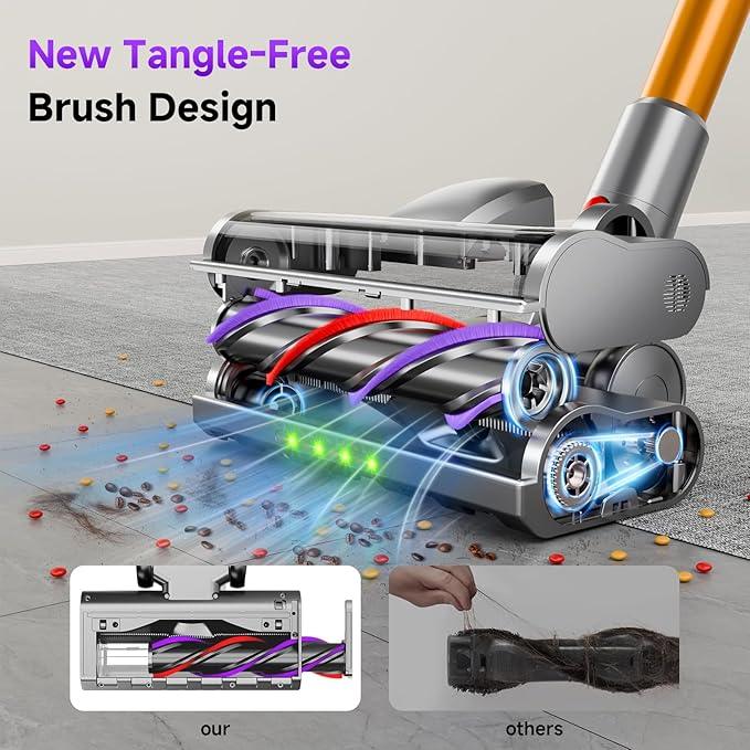 Cordless Stick Vacuum Cleaner, 38Kpa Powerful Suction Vacuum Cleaner with LED Headlight, Detachable Battery, 8-in-1 Lightweight Handheld Vacuums for Pet Hair Carpet and Hardwood Floor, Purple - NeatNest