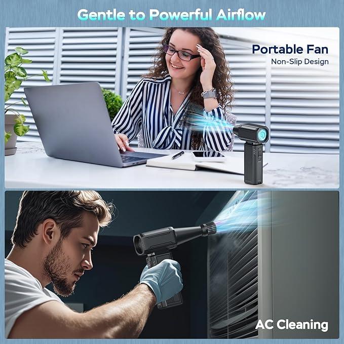 Compressed Air Duster,130000RPM Electric Duster,Stepless Speed Mini Air Blower,Replace Canned Air Duster,Cordless Rechargeable Jet Fan Blower for Keyboard Computer Car Cleaning Dry-Dark Gray - NeatNest