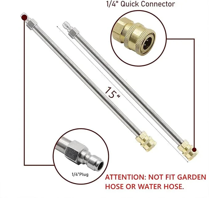 Biswing 15" Pressure Washer Stainless Steel Surface Cleaner with 3 Wheels & 1/4" Quick Connector, Power Washer Attachment with 2 Extension Wand, 2 Replacement Nozzles, 4000 PSI - NeatNest