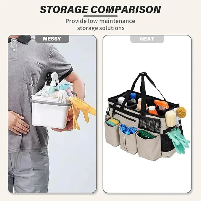 Wearable Cleaning Caddy Bag for Cleaning Supplies,Large Capacity Cleaning Organizer White - NeatNest
