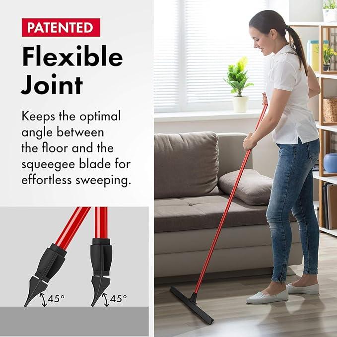 Heavy-Duty Floor Squeegee - Large 24" Wide Blade & 55" 1PC Long Handle Professional Grade Concrete, Garage & Commercial Rubber Squeegee Broom Floor Cleaner - Wood, Tile, Shower, Glass, Deck, Window - NeatNest